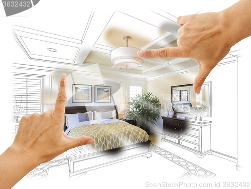 Image of Hands Framing Custom Bedroom Drawing Photograph Combination