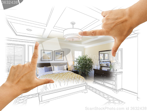 Image of Hands Framing Custom Bedroom Drawing Photograph Combination