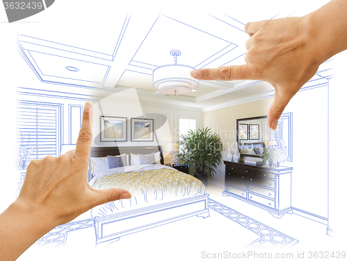 Image of Hands Framing Custom Bedroom Drawing Photograph Combination