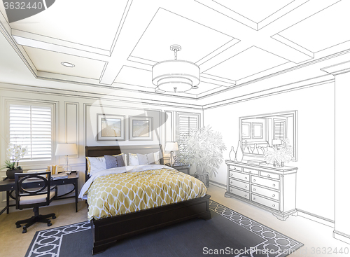 Image of Custom Bedroom Drawing Gradation Into Photograph.