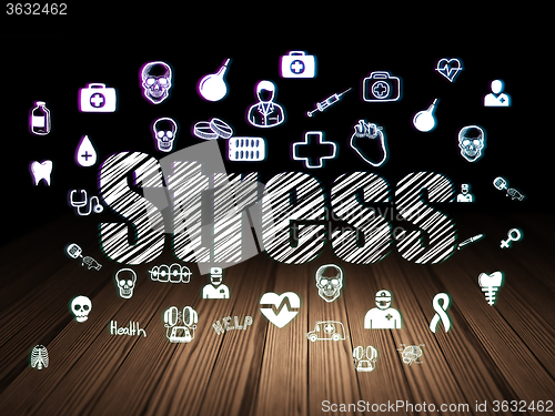 Image of Health concept: Stress in grunge dark room