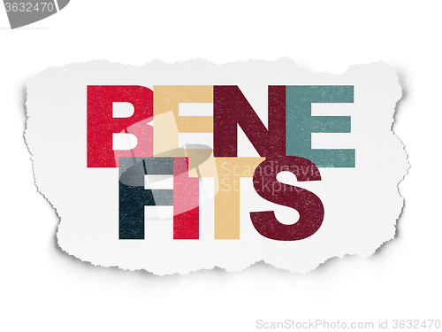 Image of Finance concept: Benefits on Torn Paper background