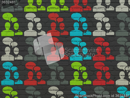 Image of Finance concept: Business Meeting icons on wall background