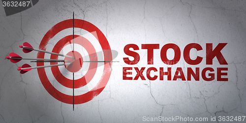 Image of Business concept: target and Stock Exchange on wall background