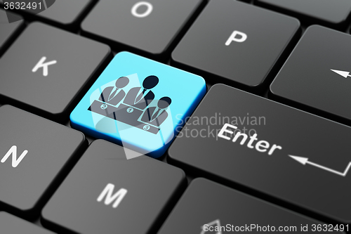 Image of Law concept: Business Team on computer keyboard background