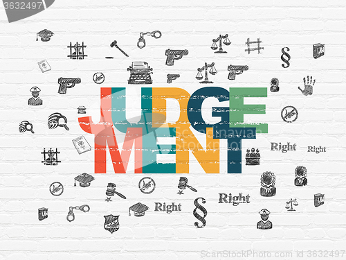 Image of Law concept: Judgement on wall background