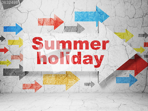 Image of Tourism concept: arrow with Summer Holiday on grunge wall background