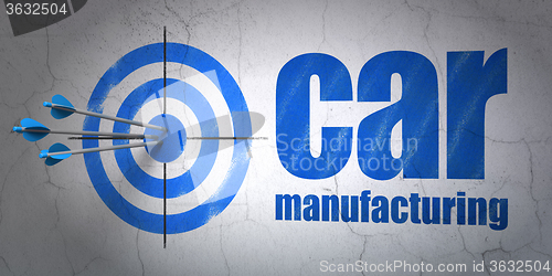 Image of Industry concept: target and Car Manufacturing on wall background