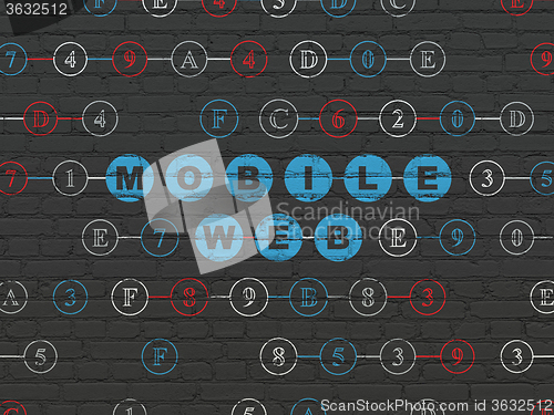 Image of Web development concept: Mobile Web on wall background