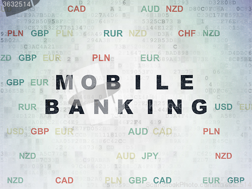 Image of Banking concept: Mobile Banking on Digital Paper background