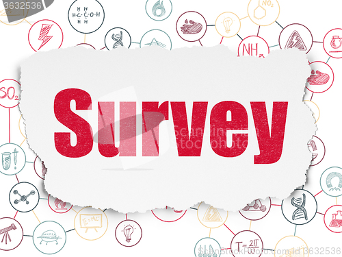 Image of Science concept: Survey on Torn Paper background