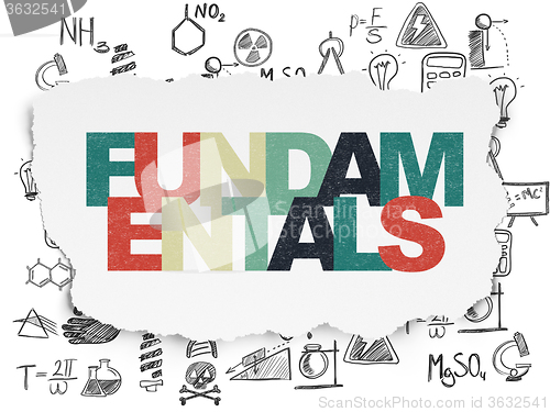 Image of Science concept: Fundamentals on Torn Paper background