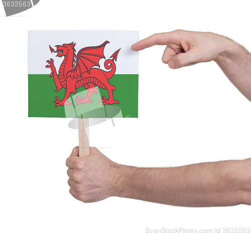 Image of Hand holding small card - Flag of Wales