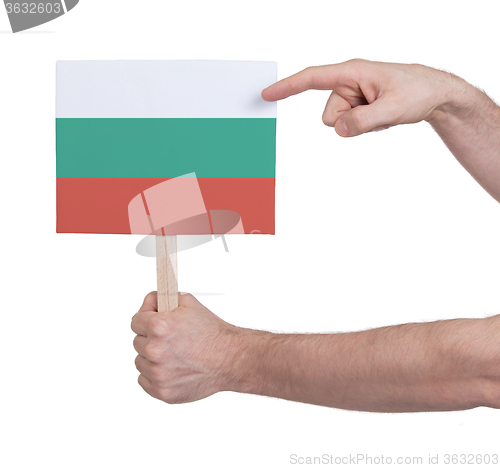 Image of Hand holding small card - Flag of Bulgaria