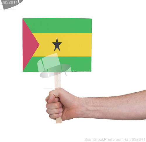 Image of Hand holding small card - Flag of Sao Tome and Principe