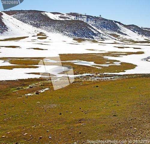 Image of hill in   africa morocco the atlas valley dry mountain ground is