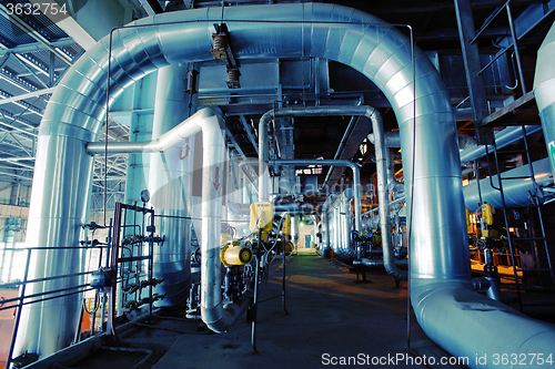 Image of Industrial zone, Steel pipelines, valves and pumps