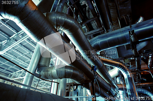 Image of Industrial zone, Steel pipelines, valves and pumps