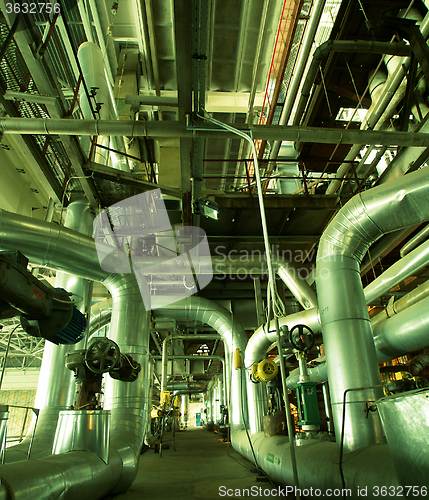 Image of Industrial zone, Steel pipelines and valves