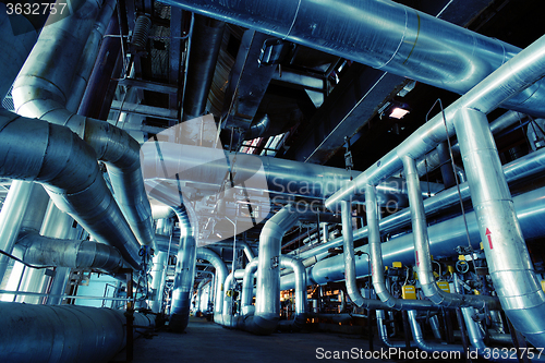 Image of Industrial zone, Steel pipelines and valves