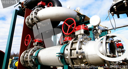 Image of Industrial zone, Steel equipment against blue sky