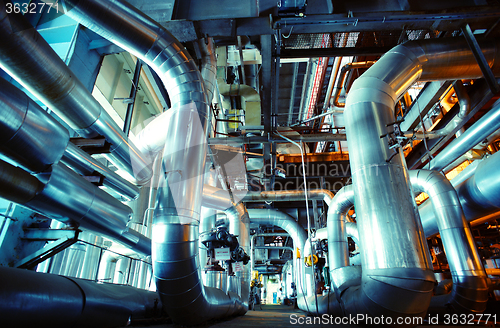 Image of Industrial zone, Steel pipelines, valves and pumps