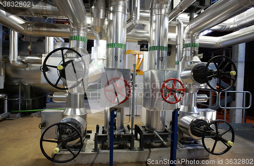 Image of Industrial zone, Steel pipelines, valves and cables