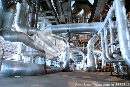 Image of Industrial zone, Steel pipelines and valves