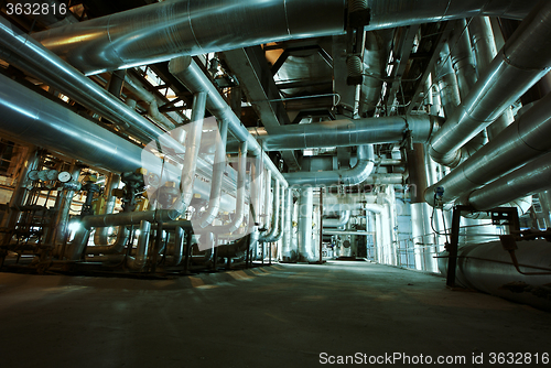 Image of Industrial zone, Steel pipelines, valves and pumps