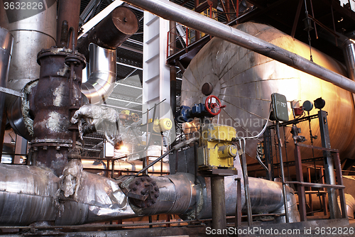 Image of Industrial zone, Steel pipelines, valves and cables