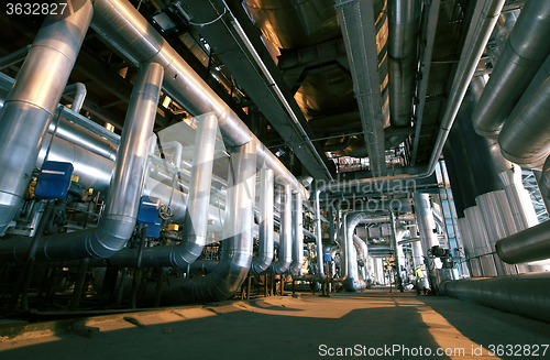 Image of Industrial zone, Steel pipelines, valves and pumps