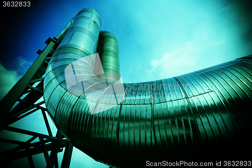 Image of Industrial zone, Steel pipelines, valves and cables