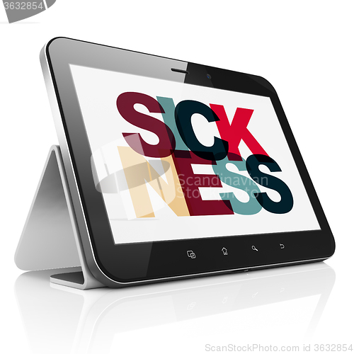 Image of Healthcare concept: Tablet Computer with Sickness on  display