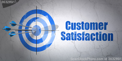 Image of Marketing concept: target and Customer Satisfaction on wall background