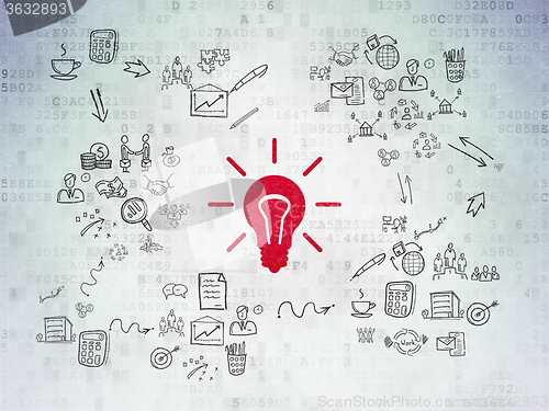 Image of Business concept: Light Bulb on Digital Paper background