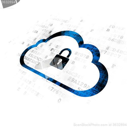 Image of Cloud networking concept: Cloud With Padlock on Digital background