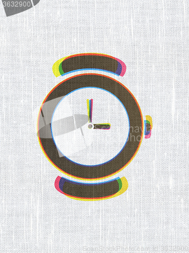 Image of Time concept: Hand Watch on fabric texture background