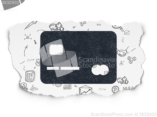 Image of Finance concept: Credit Card on Torn Paper background