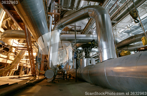 Image of Industrial zone, Steel pipelines, valves and pumps