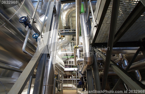 Image of Industrial zone, Steel pipelines, valves and tanks