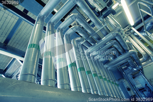 Image of Industrial zone, Steel pipelines, valves and pumps