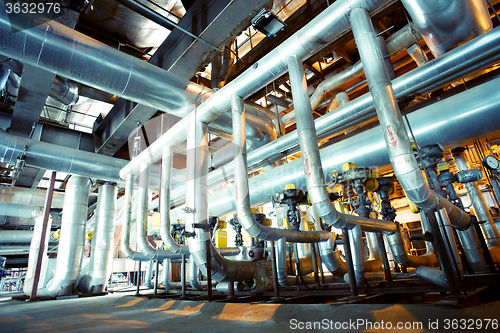 Image of Industrial zone, Steel pipelines, valves and pumps