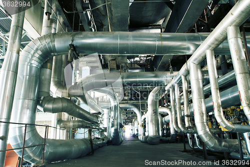 Image of Industrial zone, Steel pipelines and valves