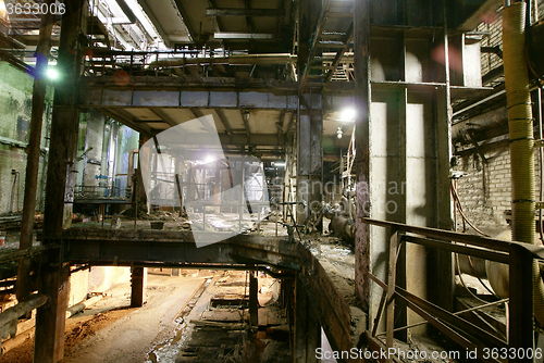 Image of Old creepy, dark, decaying, destructive, dirty factory