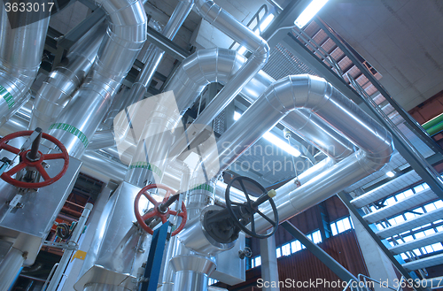 Image of Industrial zone, Steel pipelines, valves and cables