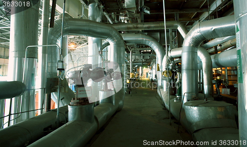 Image of Industrial zone, Steel pipelines, valves and pumps