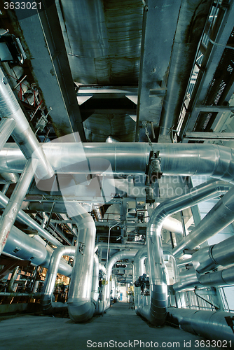 Image of Industrial zone, Steel pipelines and valves