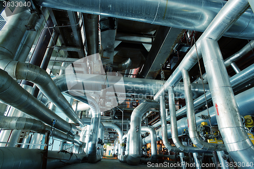 Image of Industrial zone, Steel pipelines, valves and pumps