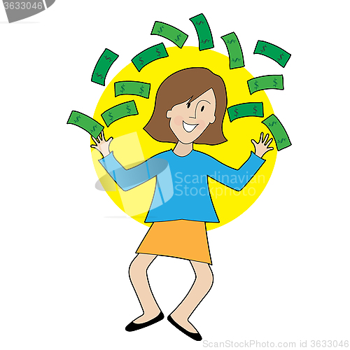 Image of Happy Lady and Money