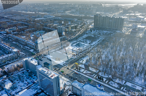 Image of Aerial view on Memory square in Tyumen. Russia